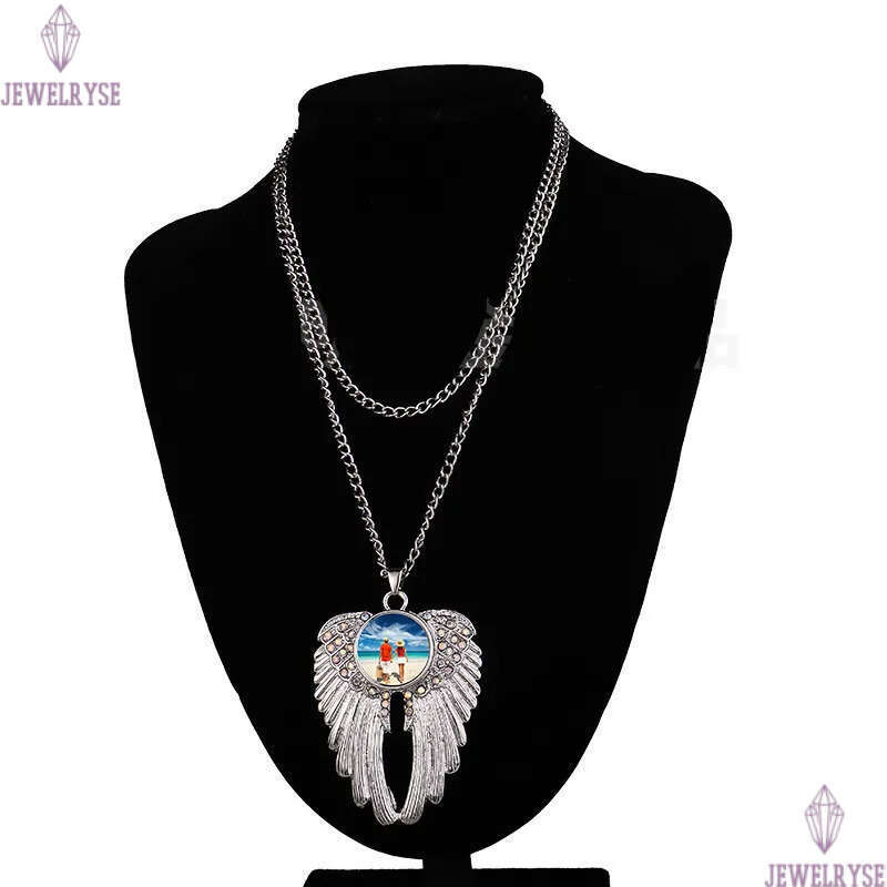 Thermal Transter Sublimation Blanks Necklaces Heart Wing Cross Pendants Designer Jewelry DIY Silver Plated Christmas Valentines Day For Women Choker N
