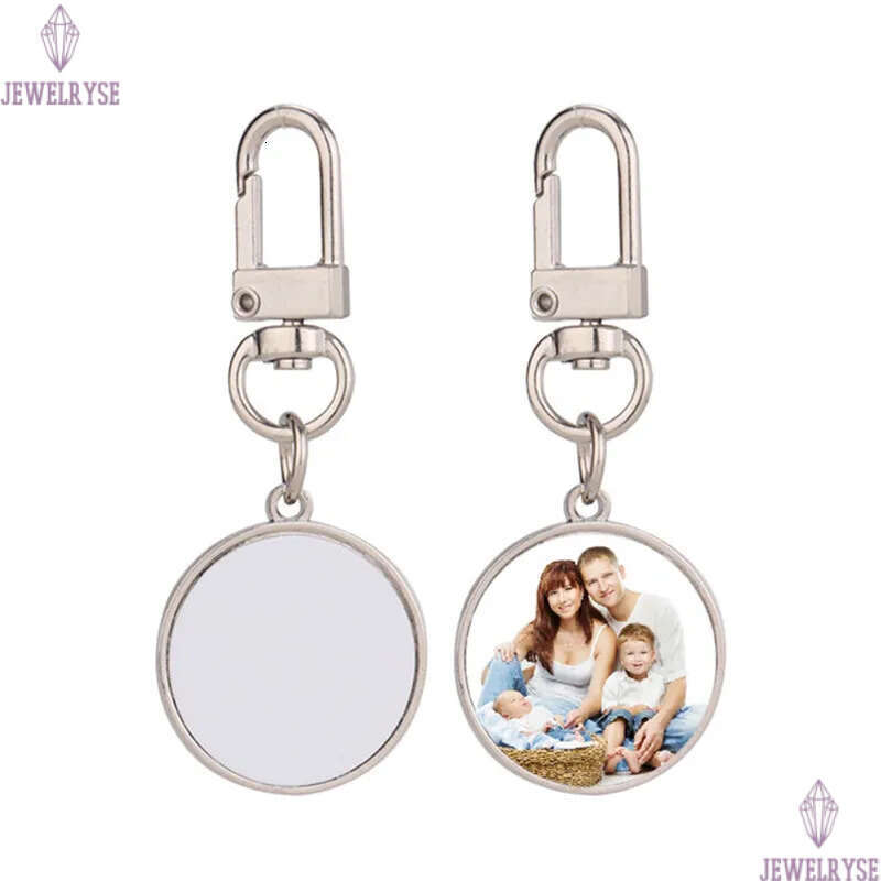 Thermal Transter DIY sublimation blank heart round keychains gold keychain photo frame keyring Silver Plated Alloy Car Key Ring Souvenir Accessories L