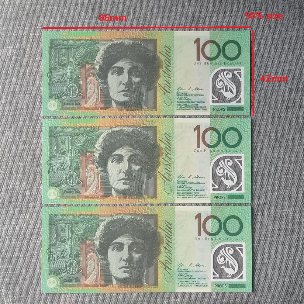 5A+ Polymer Australian 50 Dollar 5A ULTRATHIN Prop Money Australia with Clear Matte Window Fake Money Matt Effect 65*33mm 50% Size