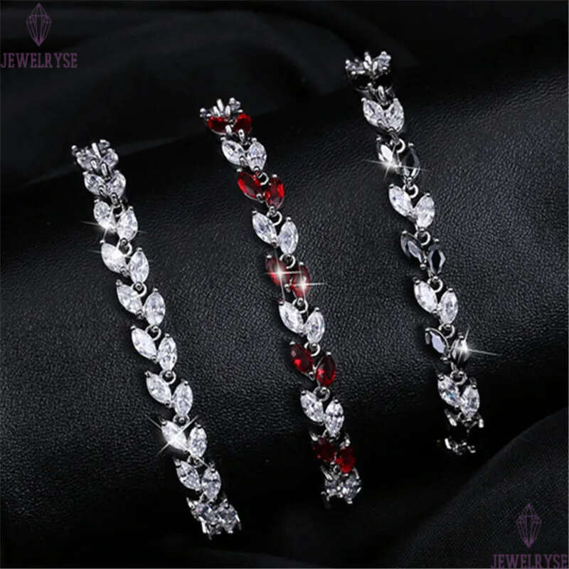 Fashionable Womens Bracelets jewelry Leaf Charm bracelet Silver White Blue AAA Cubic Zirconia Copper Top Quality Brass Bracelet Bangles For Women Part