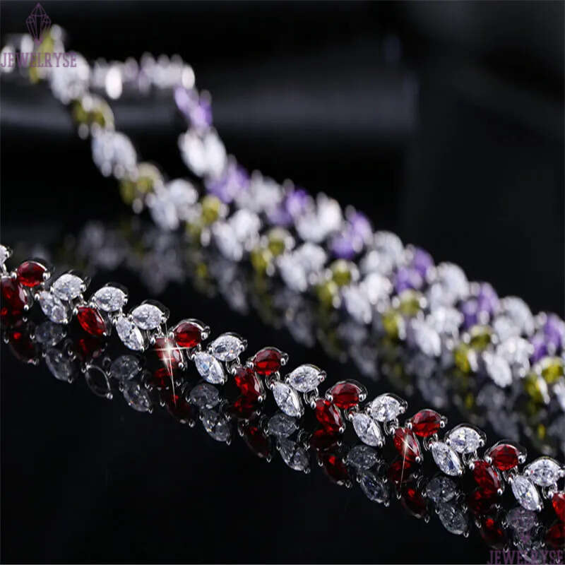 Fashionable Womens Bracelets jewelry Leaf Charm bracelet Silver White Blue AAA Cubic Zirconia Copper Top Quality Brass Bracelet Bangles For Women Part