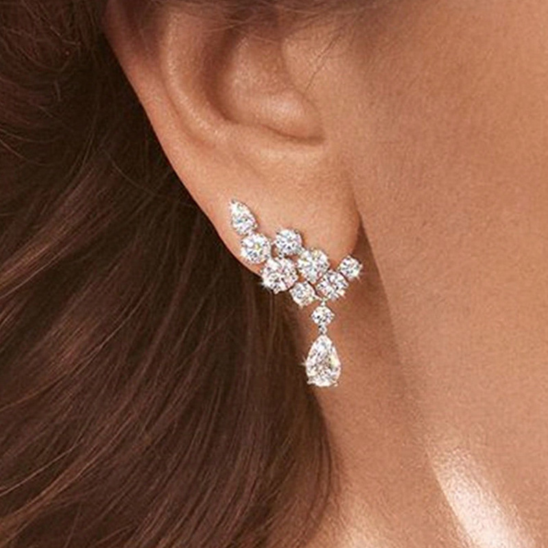 2026 Sparkling Handmade Stud Earrings Luxury Jewelry 925 Sterling Silver Water Drop 5A Zircon CZ Diamond Gemstones Party Wing Party Women Wedding Earr
