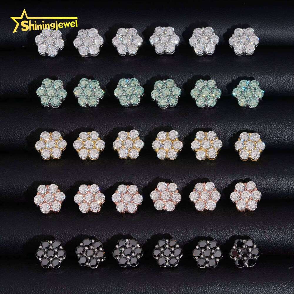 VVS Moissanite U.S. Warehouse Fast Shipping GRA Certified Pass Tester Hip-Hop Jewelry Iced VVS Silicon Stone Cluster Earrings
