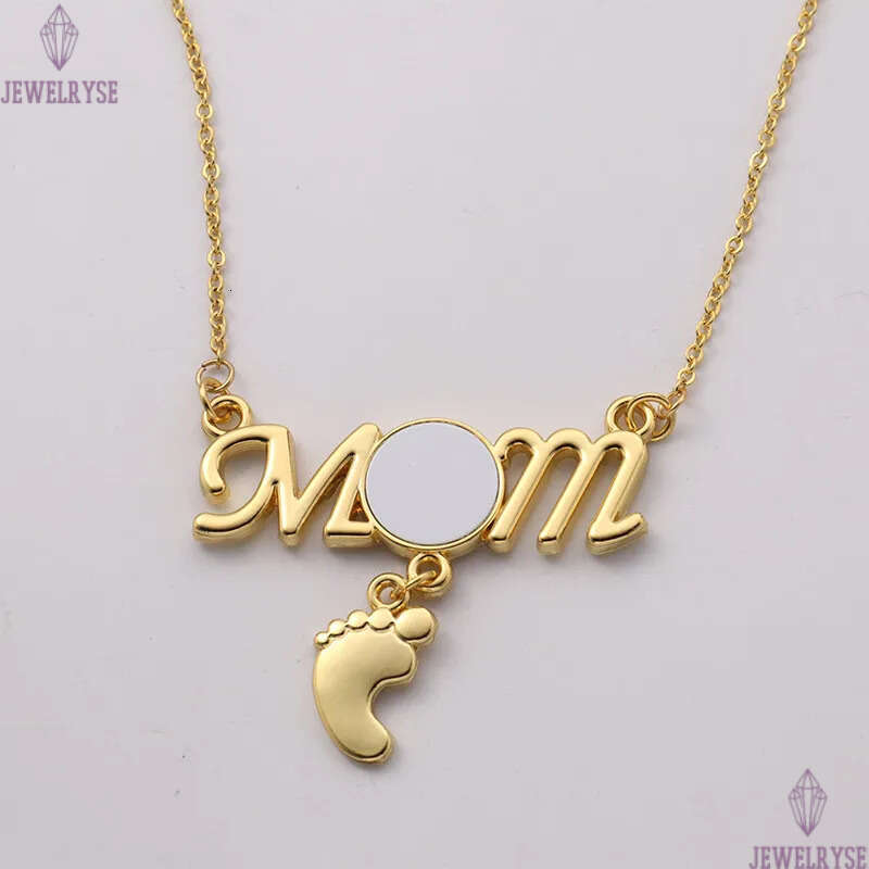 Mothers Day DIY Sublimation Blank Accessory Designer Necklace Woman Gold Plated Footprint Pendant Fashion Jewelry Silver Necklaces for Mother Gift