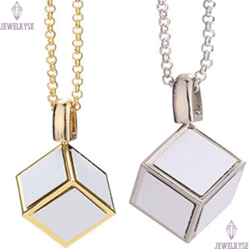 DIY sublimation blank gold designer jewelry thermal transter silver square mens necklace woman Photo Frame Pendant Necklaces Family Anniversary Gift