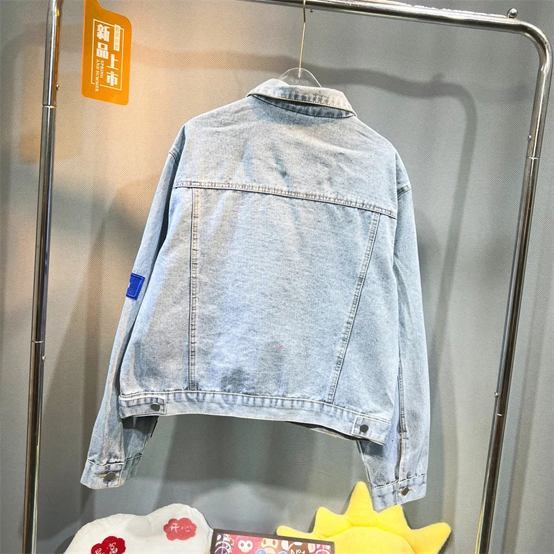 Spring and Autumn Mens Embroidered Denim Jacket Trendy and Handsome Slim Fit Badge Jeans Coat 251205