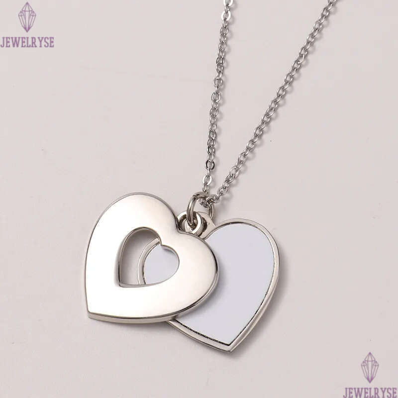 Fashion Thermal Transter Sublimation Blank Necklace Heart Love Pendants Necklaces DIY Silver Valentines Day Gift Lovers Designer Jewelry For Women Men