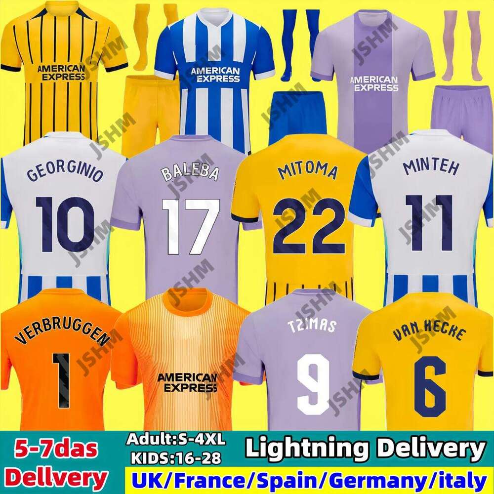 2025 Brighton 25 26 SOCCER JERSEYS home away HINSHELWOOD GRUDA 8 ADINGRA MINTEH 17 PEDRO MITOMA 22 MAN FAN KIDS JERSEY FOOTBALL SHIRTS set THIRD 3R