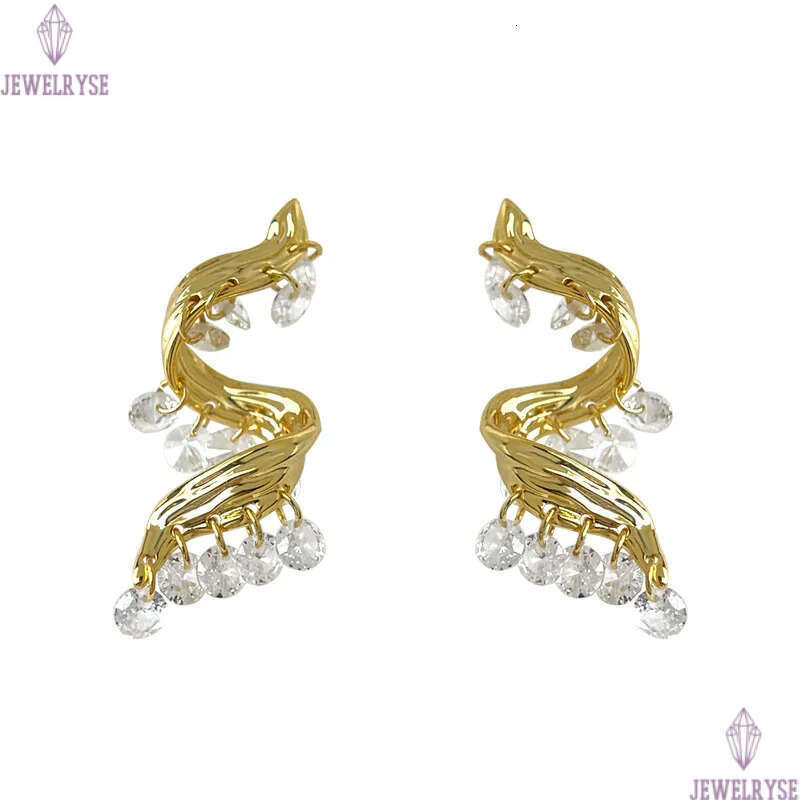 original 18k gold CZ tassels stud designer earring for woman travel charm AAA cubic zirconia earrings ear clip jewelry S925 silver needle womens frien