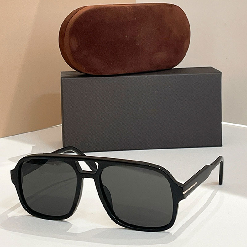 Men Designer Sunglasses Fashion Design Double Beam Pilot Glasses Acetate Material Frame Men Sunglasses TF884 Top Quality Retro Style Glasses YV400 Belt Box