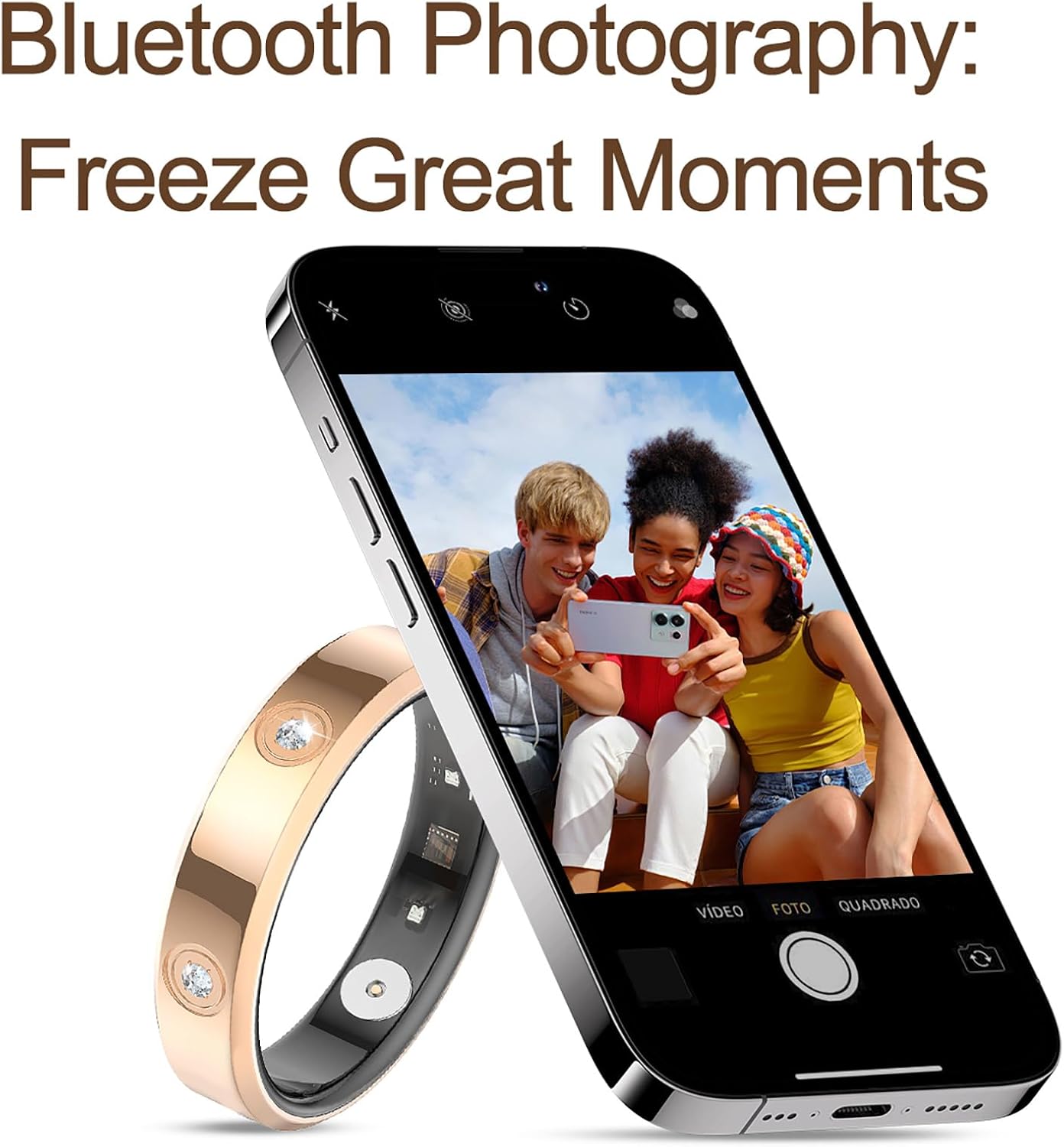 HR01 Smart Ring for Women Fitness Ring Health Ring with Diamonds Fitness Tracker with Heart Rate Sleep Monitor No Subscription Fee for Android iOS