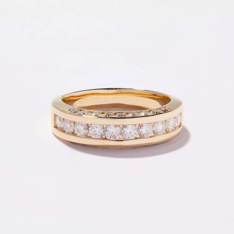 VVS Moissanite Custom Jewelry 14k Pure Gold Couple Rings with Channel Setting Shiny Diaspore Engagement Ring Girl Gift