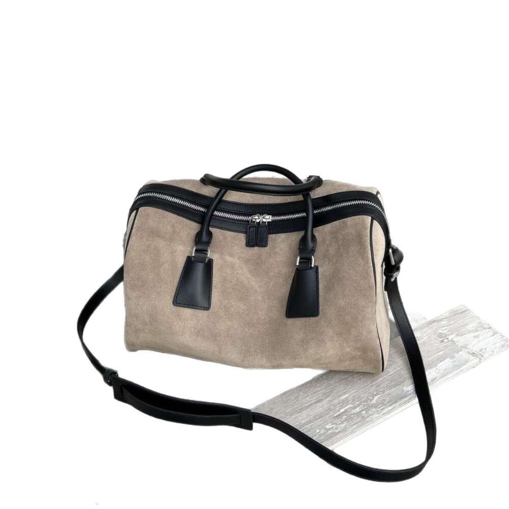 Designer Shoulder Internet Celebrity Hot Selling Color Block Suede Boston Bag For Women Autumn And Winter Fashion Large Capacity Nubuck Leather Handba