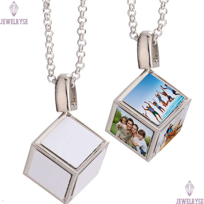 DIY sublimation blank gold designer jewelry thermal transter silver square mens necklace woman Photo Frame Pendant Necklaces Family Anniversary Gift
