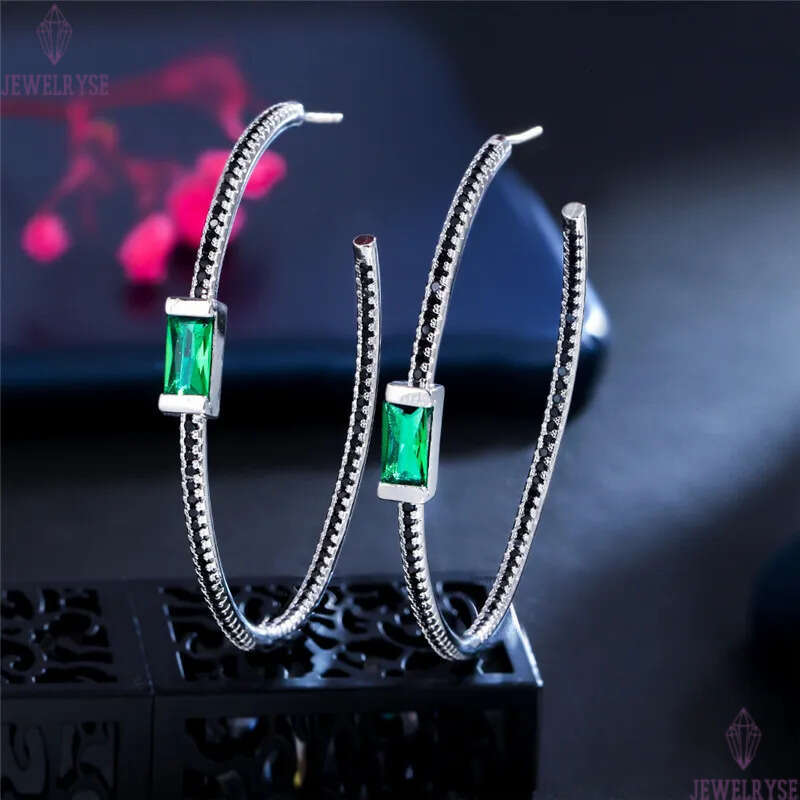 fashion green hoop earrings designer circle 925 sterling silver post blue AAA cubic zirconia copper dimond earring for woman jewelry gift bride weddin