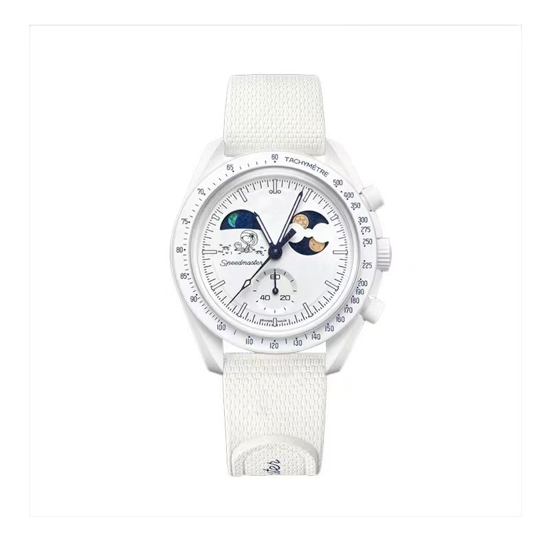 2026 NEW Cold moon Limited Edition master wristwatchesBioceramic Quartz Chronograph Mens Womens URANUS Watch Mission To Mercury 42mm Black Nylon Luxury Watch