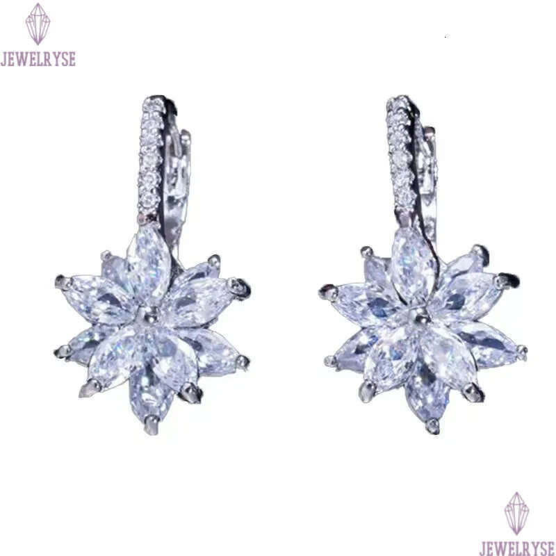 Luxury Charm Flowers Designer Earrings AAA Cubic Zirconia Copper Jewelry Colorful White Red Green CZ Stud Silver Earring For Women Party Wedding Bride