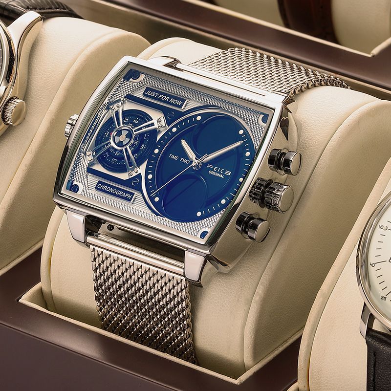 feike square watch advanced large dial multi-function black technology net red boyfriend barrel high-end men's watch