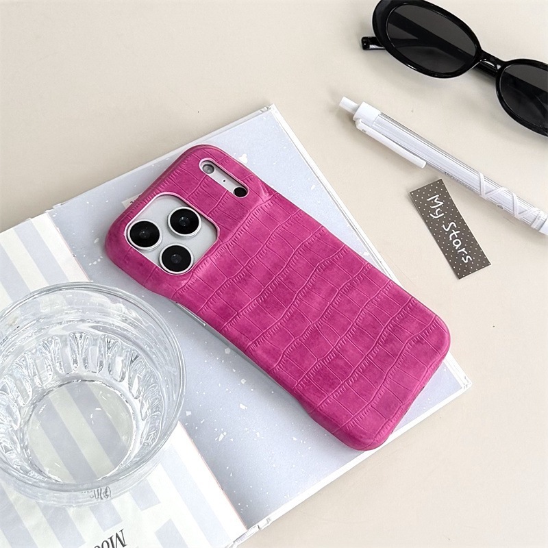 Niche Style Solid Color Crocodile Pattern Compatible with iPhone 17 Apple 16 Pro Max Phone Case Four-Pack Faux Leather 15P