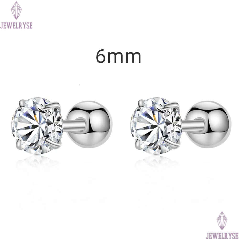 luxury designer earring for woman 3-6mm round diamond 925 sterling silver 5A zirconia white 18k gold womens back stud earrings jewelry accessories fri