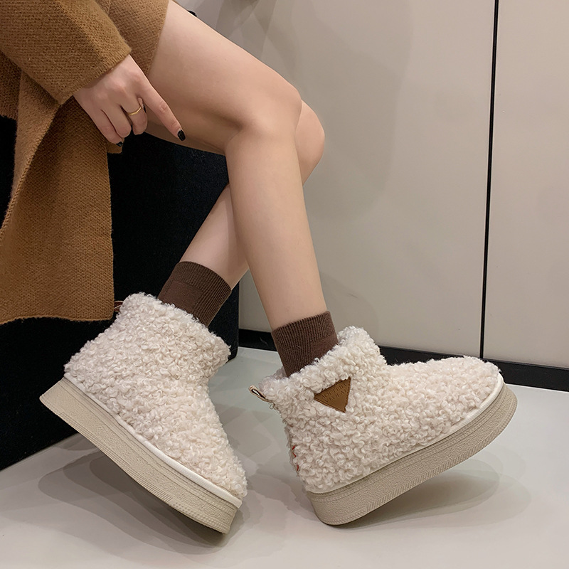 Designer Boots Women's 2025 New Thick Sole Non-Slip Snow Boots with Fleece Lining - Indoor & Outdoor Thermal Insulated Winter Fashion Cotton Shoe