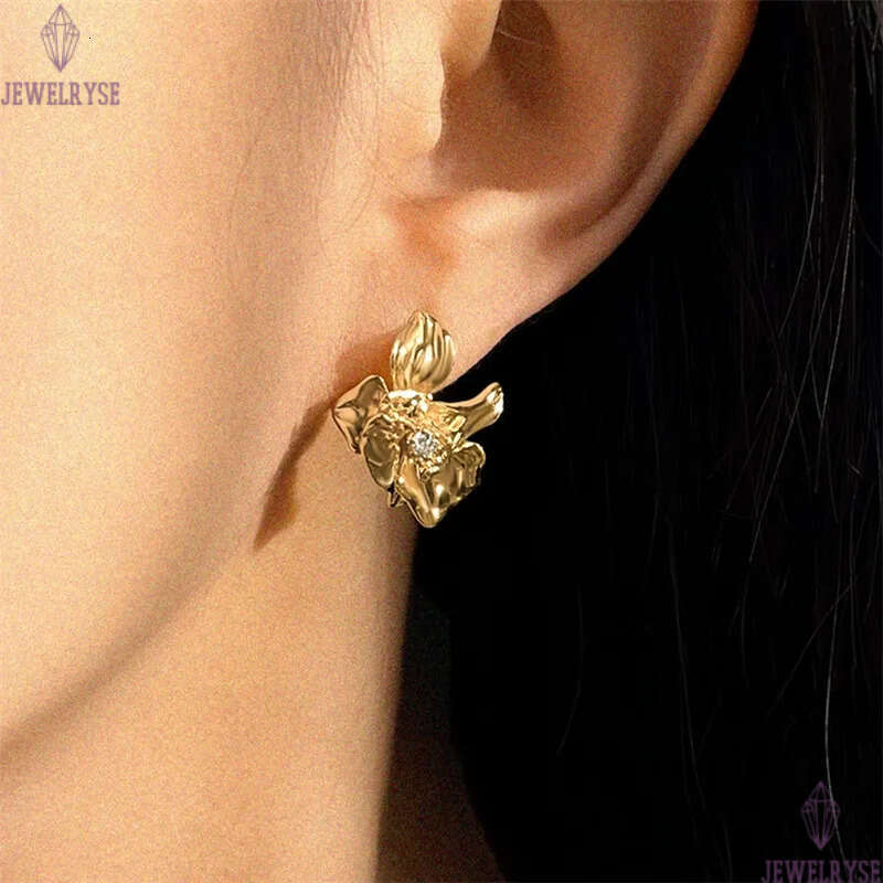 AAA cubic zirconia 18k gold flower CZ stud earring designer for woman home travel fashion earrings ear clip jewelry S925 silver needle daily outfit wo