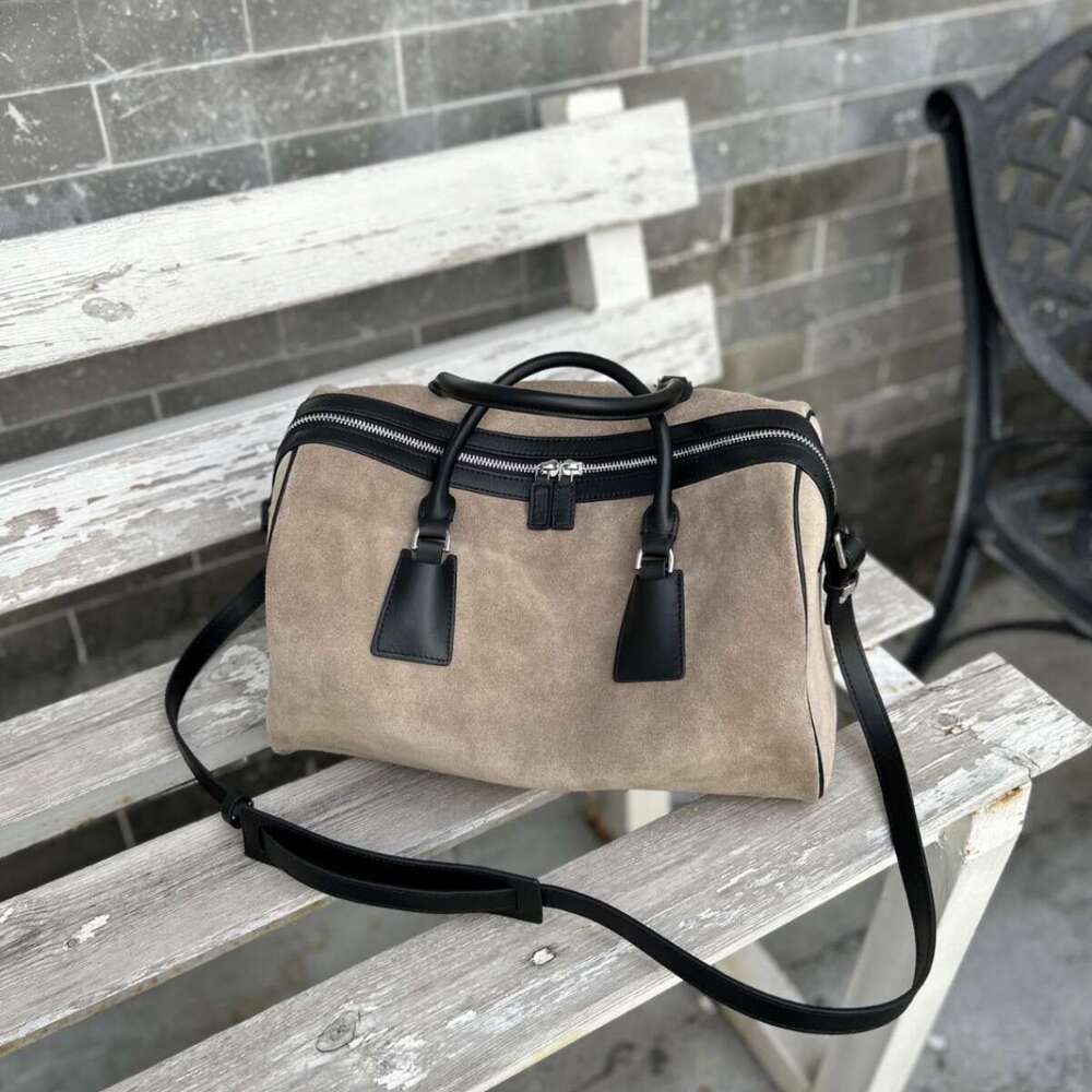 Designer Shoulder Internet Celebrity Hot Selling Color Block Suede Boston Bag For Women Autumn And Winter Fashion Large Capacity Nubuck Leather Handba