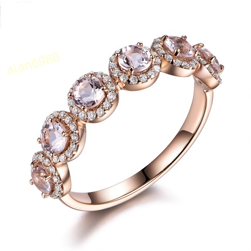 Elegant Smokey Quartz Cut 925 Sterling Silver Engagement Band Ring Halo Womens Wedding Jewelry Featuring Morganite