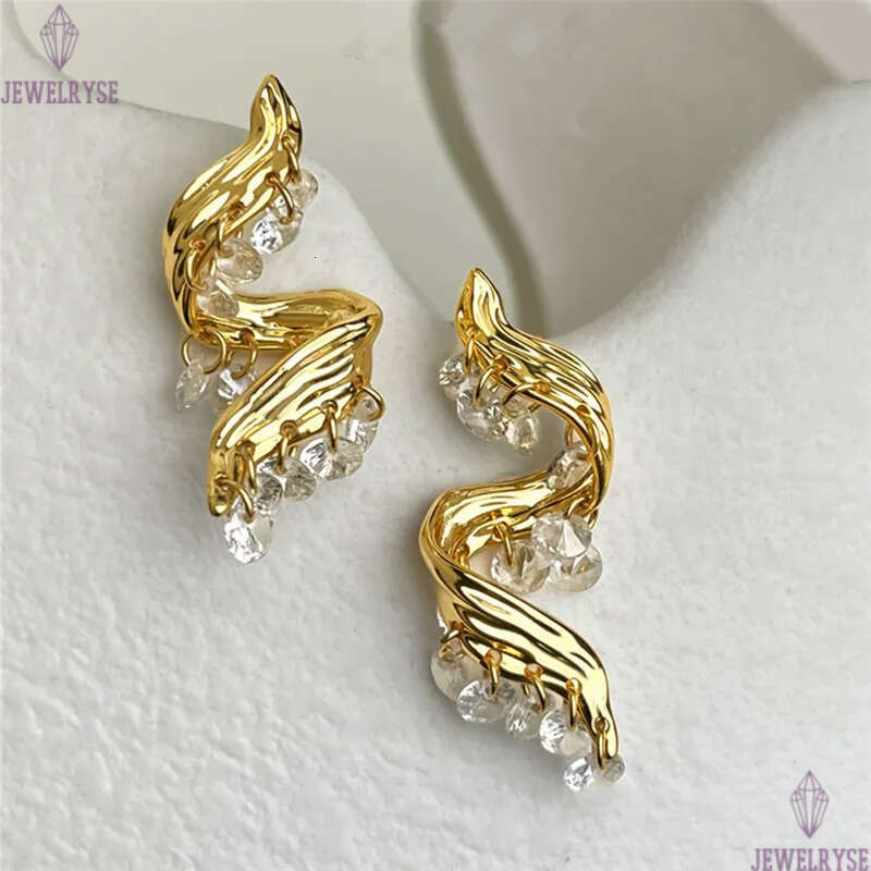 original 18k gold CZ tassels stud designer earring for woman travel charm AAA cubic zirconia earrings ear clip jewelry S925 silver needle womens frien