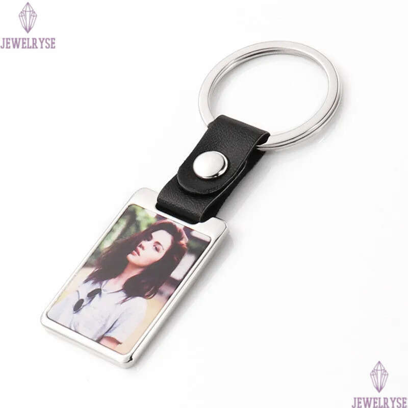Fashion Thermal Transter DIY sublimation blank kechains leather square round oval kechain photo frame kering Silver Plated Allo Car Ke Ring Souvenir