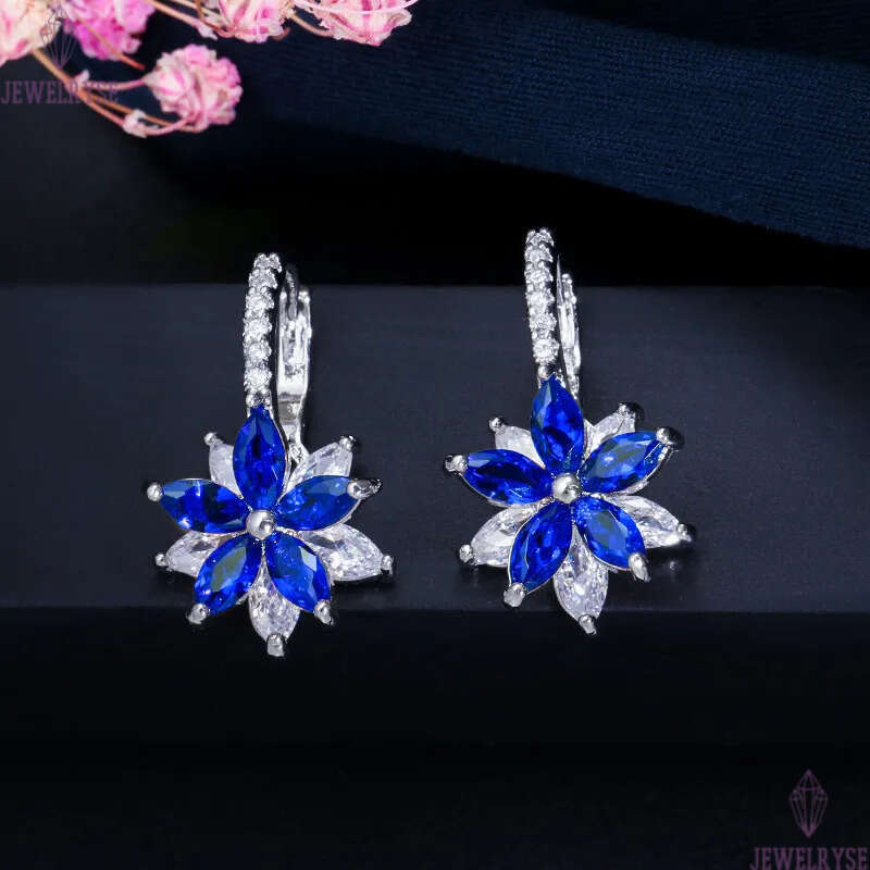 Luxury Charm Flowers Designer Earrings AAA Cubic Zirconia Copper Jewelry Colorful White Red Green CZ Stud Silver Earring For Women Party Wedding Bride
