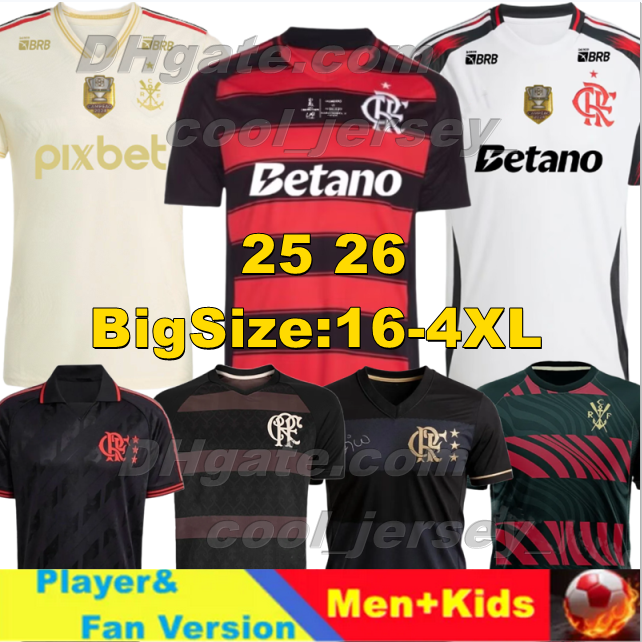 Player Fans CR Flamengo Soccer Jerseys 2024 2025 2026 DANILO DE ARRASCAETA DE LA CRUZ GABI B.HENRIQUE DIEGO PEDRO GERSON L.ORTIZ 24 25 26 home away 3rd football shirt 4XL