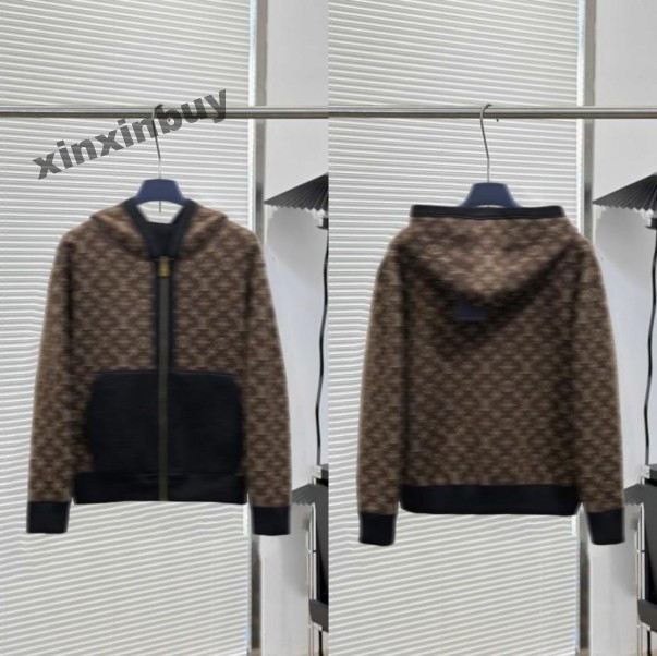 xinxinbuy Designer Sweater Hoodie Men Women Double sided paris letter jacquard zipper Italy Long Sleeve Man Paris black yellow red gray XS-2XL