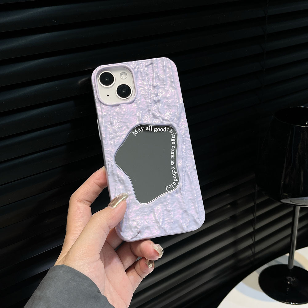 Dopamine Solid Color Wrinkle Mirror iPhone 17 Pro Max Apple 16 Phone Case 15 High-end Feel 14 for Women