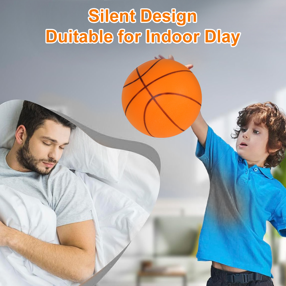 Indoor Silent Foam Basketball for Kids - No Noise Bouncy Squeezable Mute Ball Lightweight Sports Toy