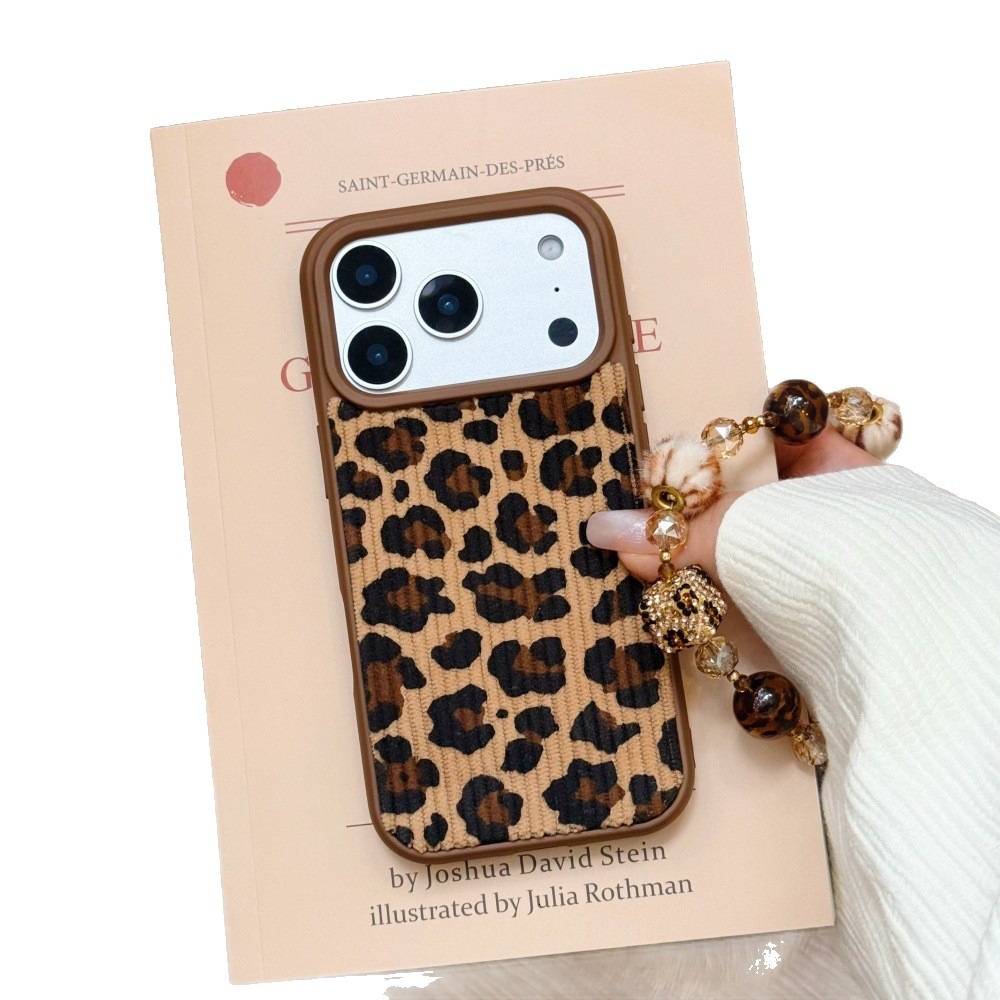 Corduroy Leopard Print Phone Case Compatible with iPhone 17 Apple 16 Max Autumn Winter 15 Pro European American 14 Women