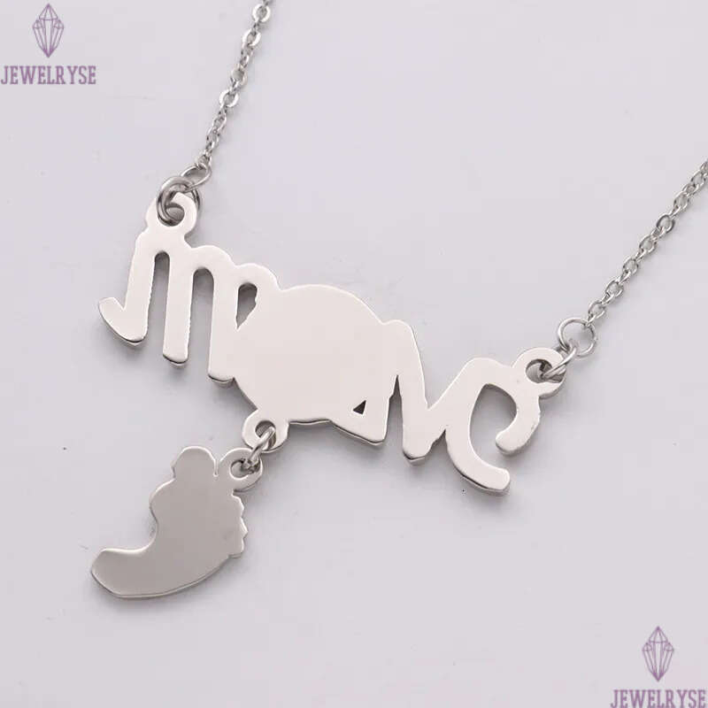 Mothers Day DIY Sublimation Blank Accessory Designer Necklace Woman Gold Plated Footprint Pendant Fashion Jewelry Silver Necklaces for Mother Gift