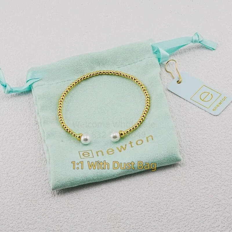 E-Newton 1:1 Jewelry Gold Pearl Beaded Bracelets Bangles For Women Birthday Christmas Gift EN013