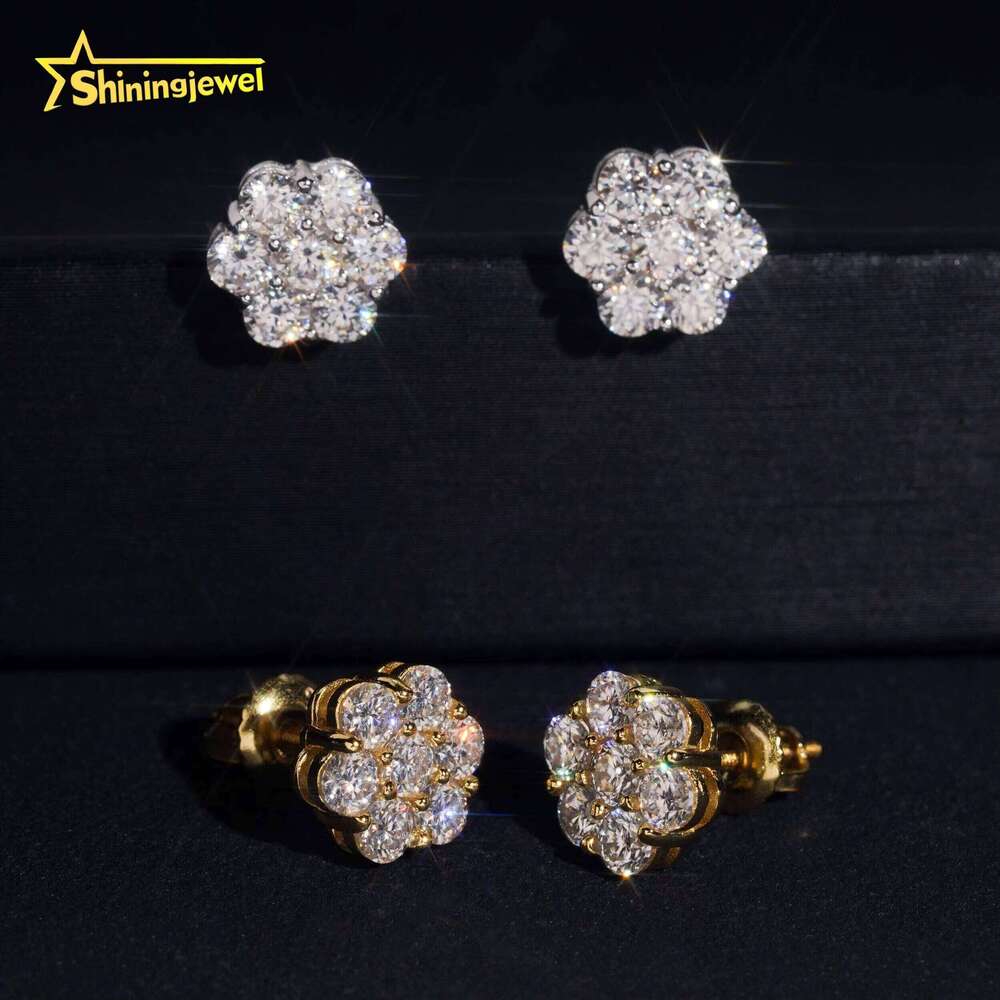 VVS Moissanite U.S. Warehouse Fast Shipping GRA Certified Pass Tester Hip-Hop Jewelry Iced VVS Silicon Stone Cluster Earrings