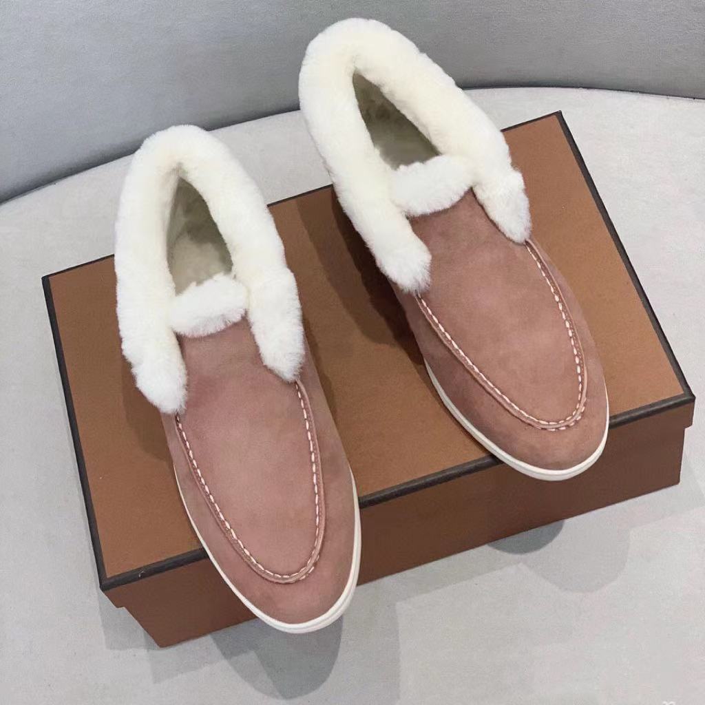 Free shipping Suede Fleece-Lined Loafers Warm Cozy Daily Casual Comfort Shoes Warm footwear