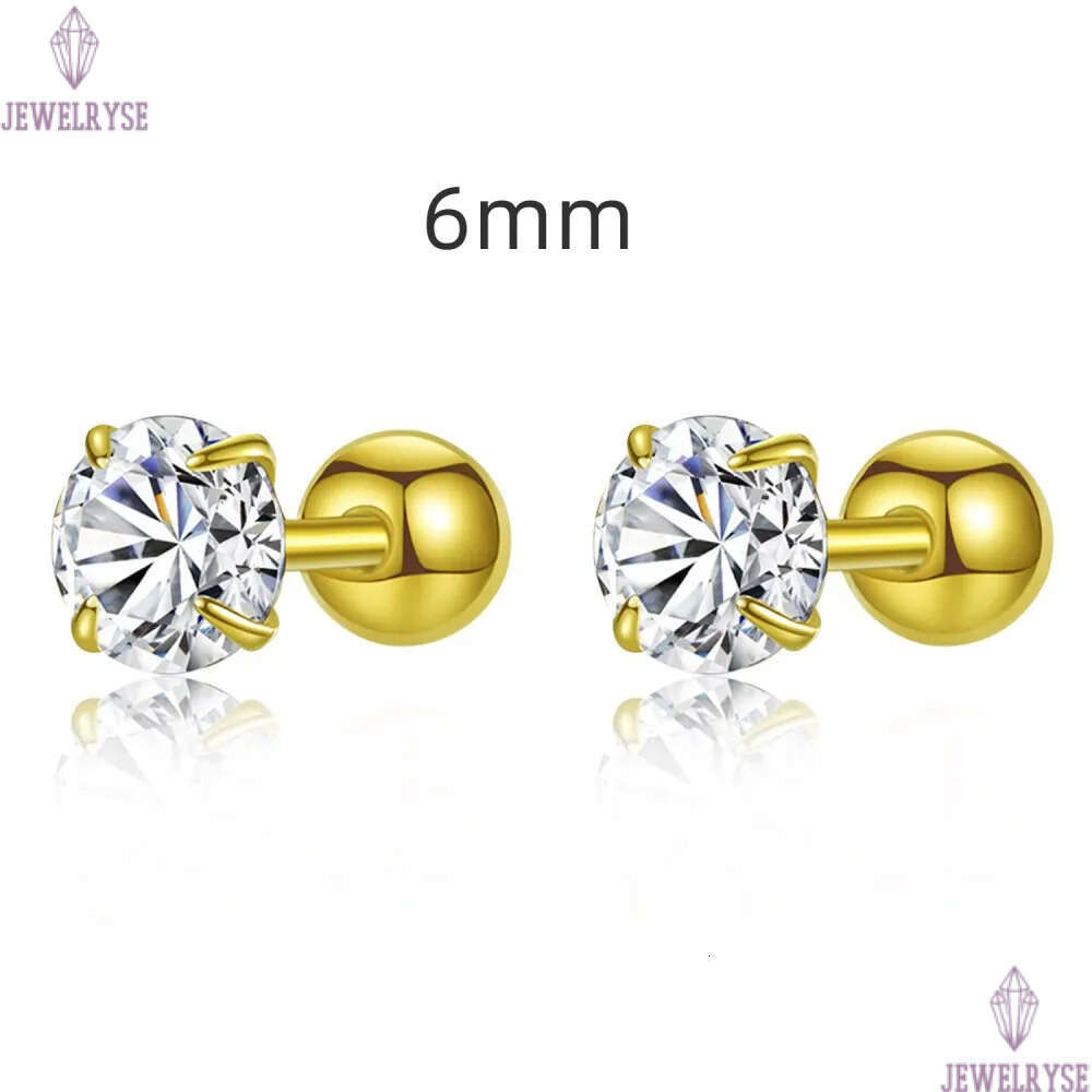 luxury designer earring for woman 3-6mm round diamond 925 sterling silver 5A zirconia white 18k gold womens back stud earrings jewelry accessories fri