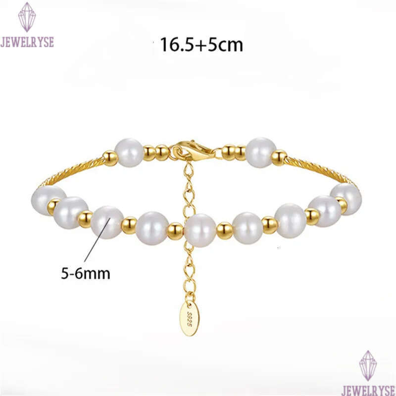 gold bracelet designer woman 5mm natural pearl charm bracelets s925 sterling silver chains womens luxury jewelry 16.5cm birthday friend valentines day