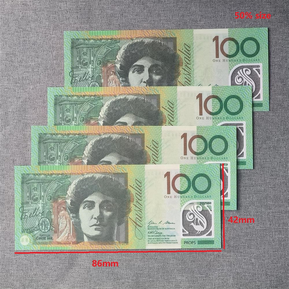 5A+ Aud Fake Money Australian Prop Money Clear ULTRATHIN Quality Polymer Money Australia Matte Effect Not Real 65*33mm 50% Size