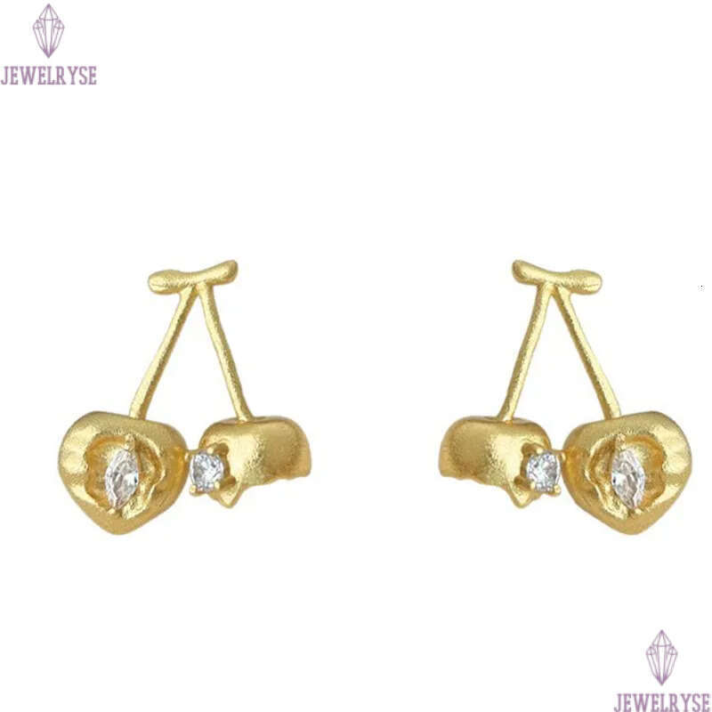 18k gold cherry stud earring designer AAA cubic zirconia for woman party school fashion earrings womens ear clip jewelry S925 silver needle daily outf
