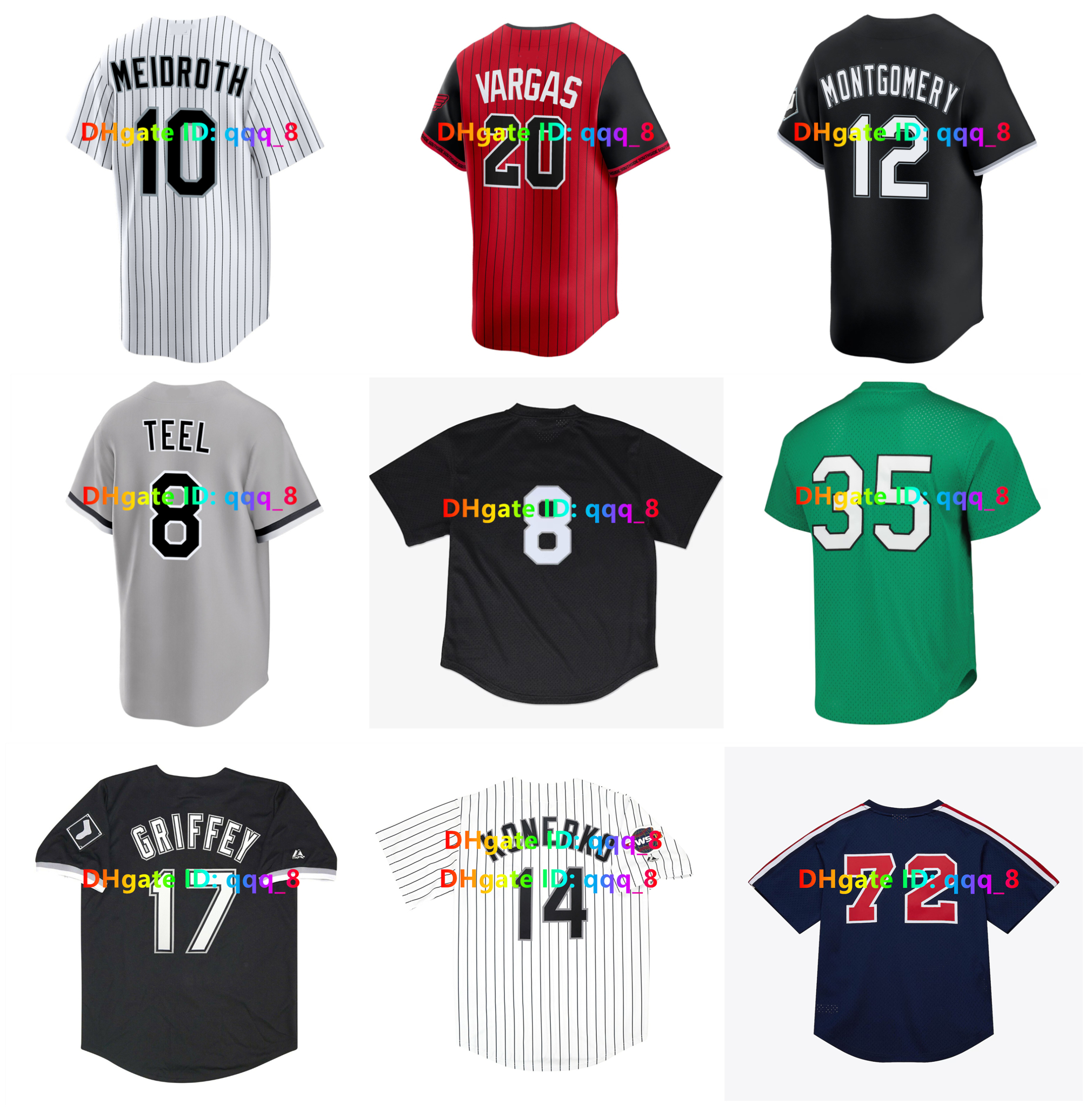 Chase Meidroth Lenyn Sosa White Sox Baseball Jerseys Ken Griffey Jr. Frank Thomas Kyle Teel Colson Montgomery Bobby Jenks Mark Buehrle Miguel Vargas Bo Jackson Allen