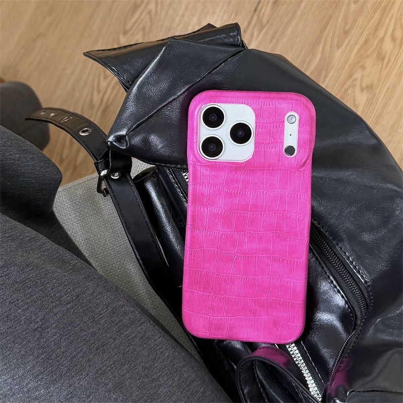 Niche Style Solid Color Crocodile Pattern Compatible with iPhone 17 Apple 16 Pro Max Phone Case Four-Pack Faux Leather 15P