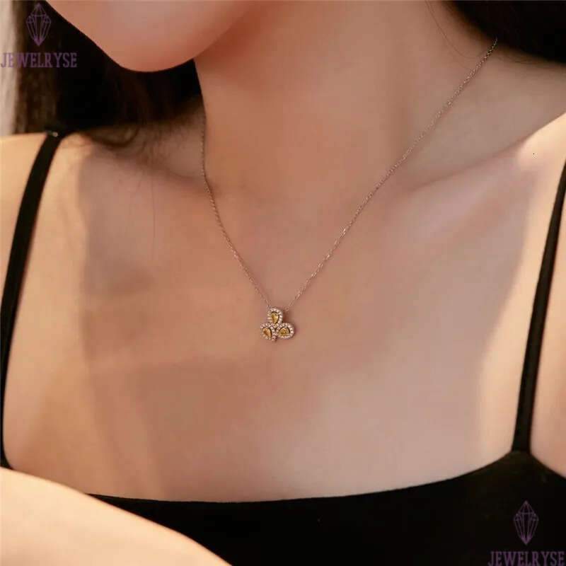 3pcs/set wed designer jewelry set for woman diamond necklace earring ring 925 sterling silver yellow zirconia water drop snake necklaces rings earring