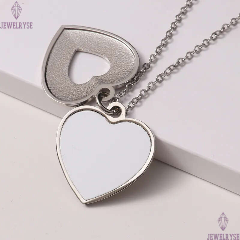 Fashion Thermal Transter Sublimation Blank Necklace Heart Love Pendants Necklaces DIY Silver Valentines Day Gift Lovers Designer Jewelry For Women Men