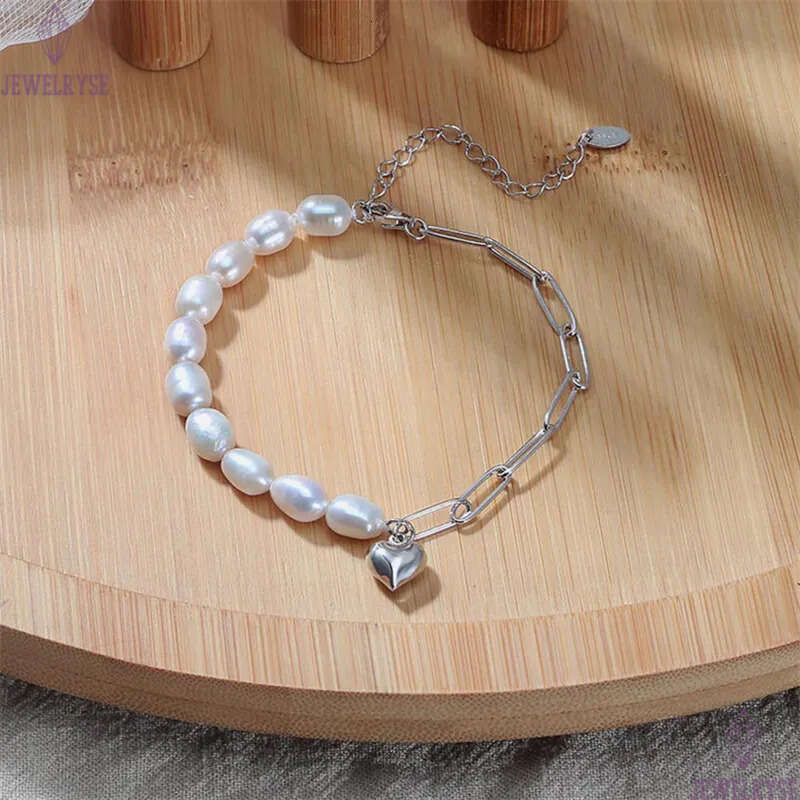 love heart gold bracelet designer woman natural pearl luxury s925 sterling silver link chain charm bracelets womens chains jewelry birthday valentines