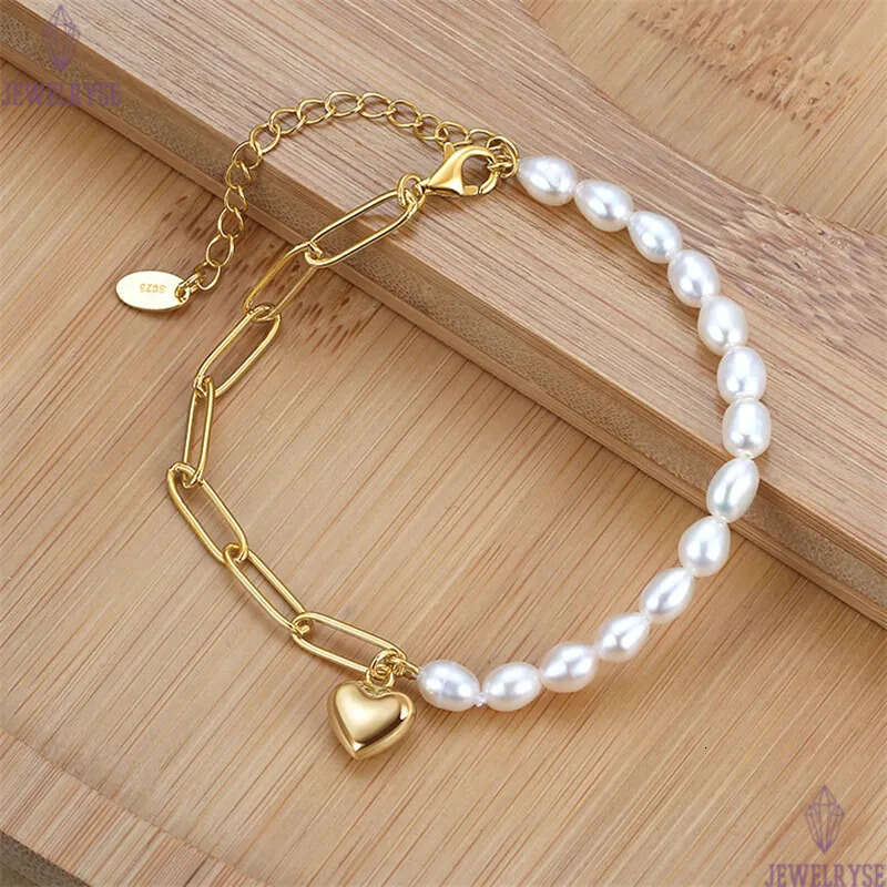 love heart gold bracelet designer woman natural pearl luxury s925 sterling silver link chain charm bracelets womens chains jewelry birthday valentines